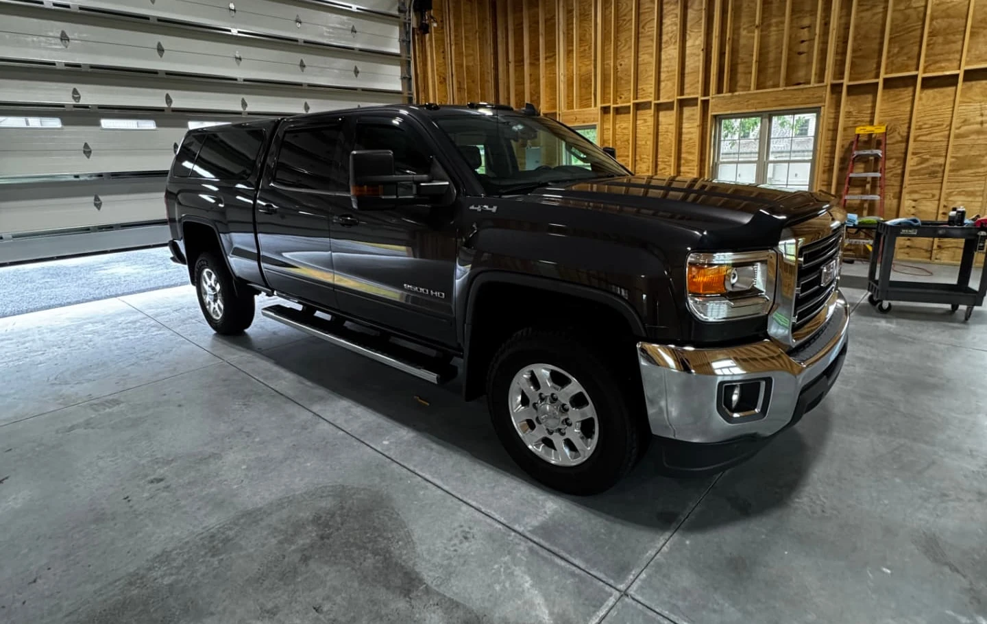 Ceramic-coated gray pickup truck in the shop